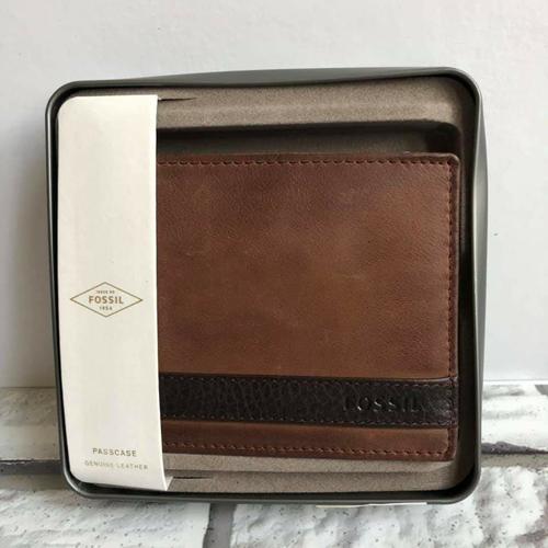 Fossil Quinn passcase brown-dompet pria 