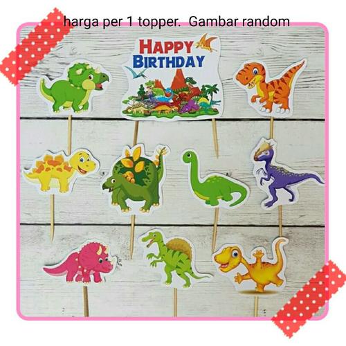 Foto Produk toper topper hiasan cup cake kue ulang tahun karakter dinosaurus dari reanolshoop