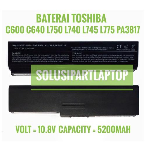 Foto Produk BATERAI TOSHIBA C600 C640 L750 L740 L745 L775 3817 PA3817 BLACK dari SolusiPartLaptop