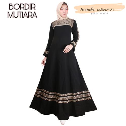 Foto Produk gamis busana abaya bordir original Mutiara - Hitam, S dari GrosirAbaya