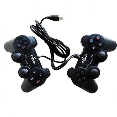 Foto Produk Gamepad Double Hitam E-Smile PC Dual Shock Controller USB dari Renita Sanjaya