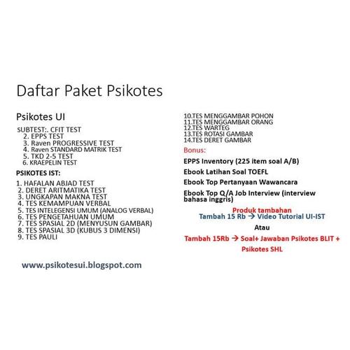 Jual Hot Sale Ebook Soal Jawaban Psikotes Ui Ist Bonus Toefl Jakarta Utara Xena Tamara 222 Tokopedia