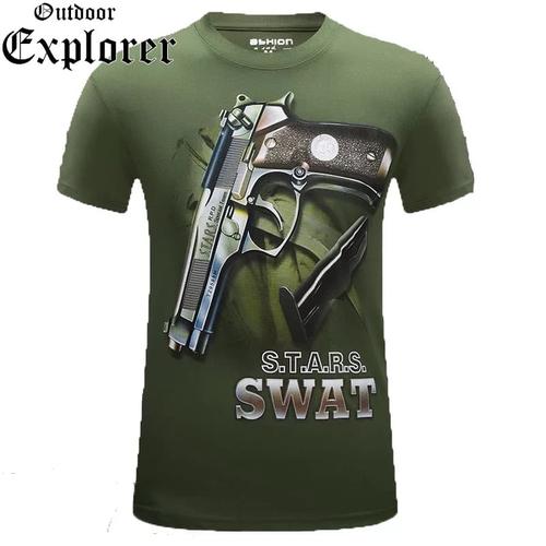 Jual military 3d t shirt Casual solid 