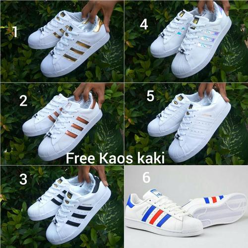 Foto Produk Adidas Superstars size 36 - 40 sepatu wanita sneakers rainbow import - Satu, 36 dari eno ajjh
