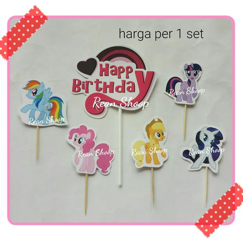 Foto Produk topper toper hiasan kue birthday hbd karakter kuda poni my little pony dari reanolshoop