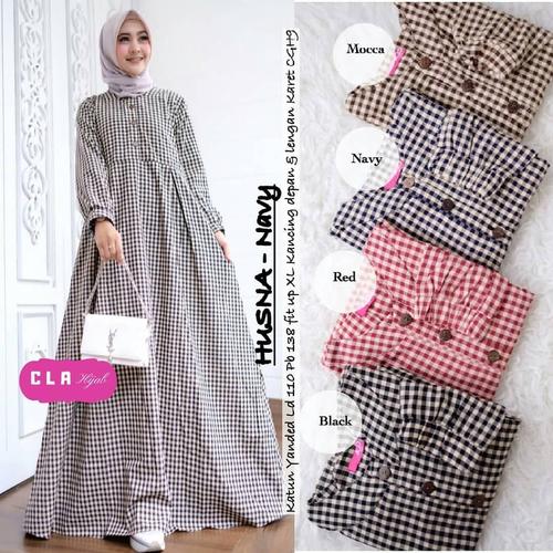 Foto Produk Baju Gamis Syari Katun Wanita Terbaru Husna Maxy Dress Katun Termurah dari hijabafwa