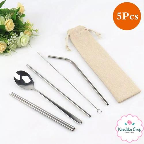 Gambar Set 5pcs Sujeo Sendok Sumpit Sedotan Stainless dari Kaedake Shop Kab. Cianjur Tokopedia