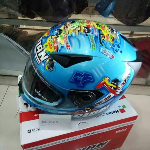 HELM NOLAN FULL FACE N 60-5 MOTIF BIRU 
