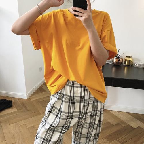 Foto Produk Aute Jixin South Korea Chic Oranges Soda Solid Color Pullover dari jual celana pria terbaru
