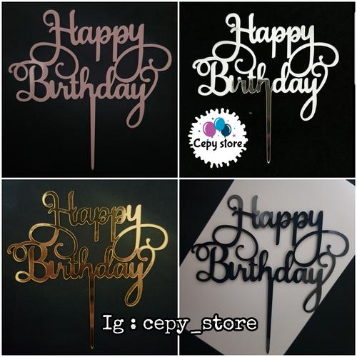Foto Produk Cake Topper Happy Birthday / Tusukan Kue Happy Birthday Acrilyc - gold dari Cepy Store