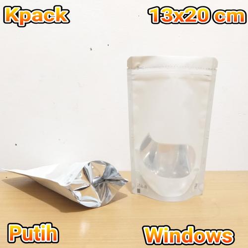 Foto Produk kemasan standing pouch windows putih uk 13x20 utk kemasan kopi kripik dari KEMASAN SEMARANG