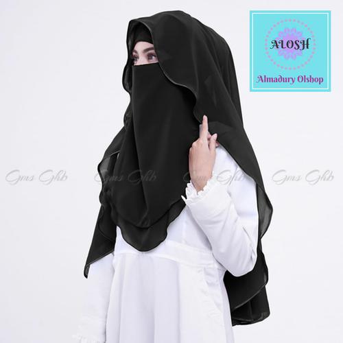 Foto Produk Hijab Niqab Lis Original Cadar Sifon - Hitam dari almadury olshop