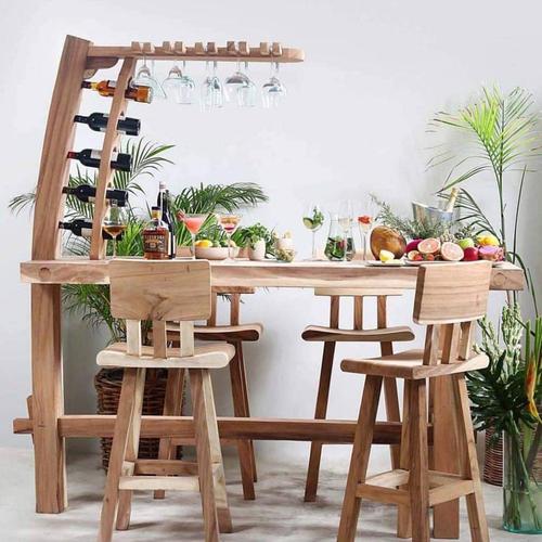 Jual Meja Minibar Kitchen Island Booth Kursi Stool Bar Kab Jepara Solid Wood Tokopedia
