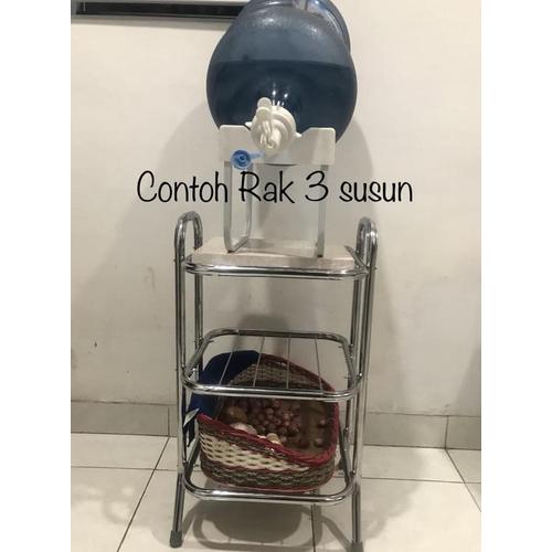 Foto Produk Rak Dispenser 2 Susun Stainless LUXURY/ Kaki Dispenser Galon/ Meja dari Raka Here_shop