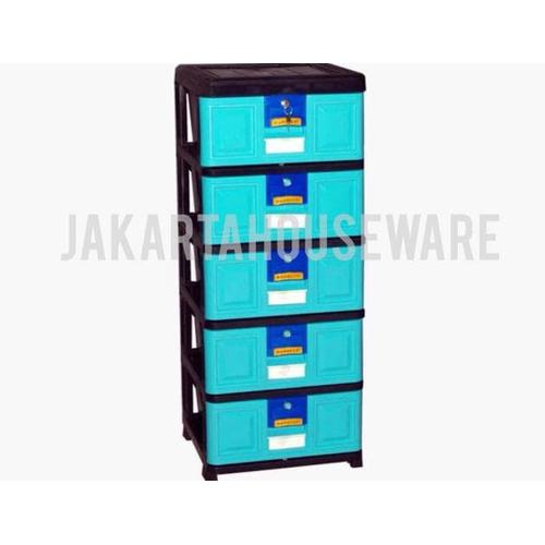 Foto Produk Lemari Plastik/ Rak Plastik Laci Plastik Napolly susun 5 Ada Kunci dari Raka Here_shop