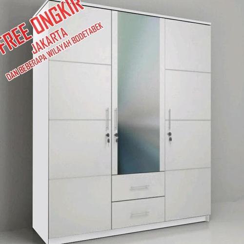 Foto Produk lemari pakaian 3 pintu minimalis putih dari Raka Here_shop