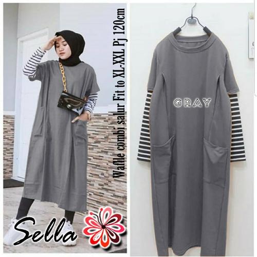 Gambar Baju Tunik Jumbo Sella - Abu-abu dari my calista fashion Jakarta Barat Tokopedia