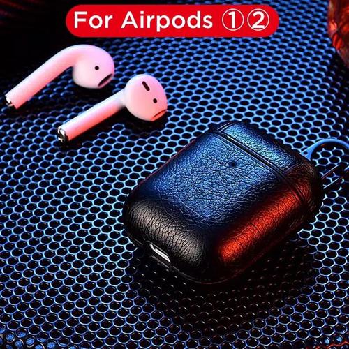 Foto Produk Leather Apple Airpods Case kulit casing cover Hook pengait airpod - Hitam dari Rkaseshop