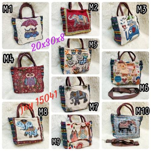 Foto Produk TAS THAILAND GAJAH SLEMPANG JINJING / TAS IMPORT 2IN1 HAND BAG KANVAS dari tas thailand grosir