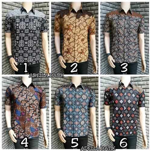 Foto Produk Kemeja Batik Pria Pesisir Motif - Sesuai Gambar, M dari Adella Batik