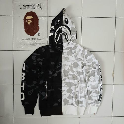 Foto Produk HOODIE BAPE SHARK X NBHD DUAL HITAM PUTIH GRADE 1:1 AUTHENTIC - Hitam, M dari Store Now