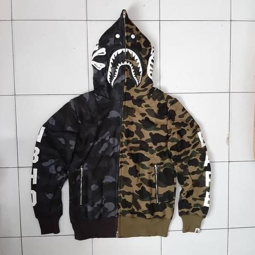 Foto Produk HOODIE BAPE SHARK X NBHD DUAL HITAM HIJAU GRADE 1:1 AUTHENTIC - Hitam, L dari Store Now