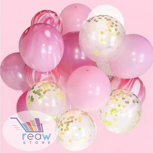Foto Produk Balon Latex Set Confetti Marble Pink dari SRI RATU