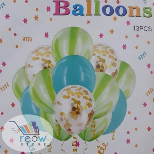 Foto Produk Balon Latex Set Confetti Marble Hijau dari SRI RATU