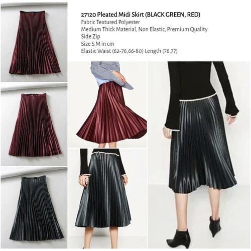 pleated midi skirt
