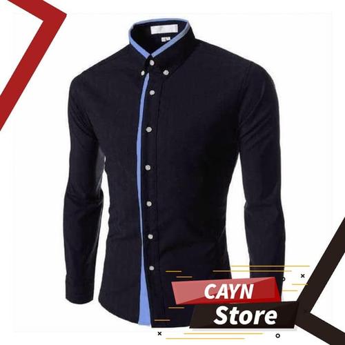 Jual Baju Kemeja Pria Lengan Panjang Cowok Slimfit Laki Laki Hem List Kota Depok Cayn Store Tokopedia