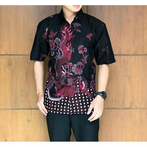 Jual Baju Kemeja Batik Pria Lengan Pendek Motif Naga Warna Merah Kota Surakarta Nouvshop Tokopedia