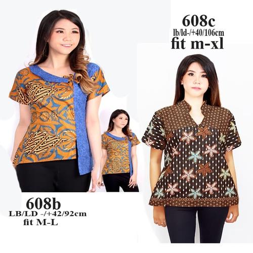 Jual Atasan Batik Blouse Batik Kemeja Wanita Lengan Pendek A608 Jakarta Utara Dua Melati Tokopedia