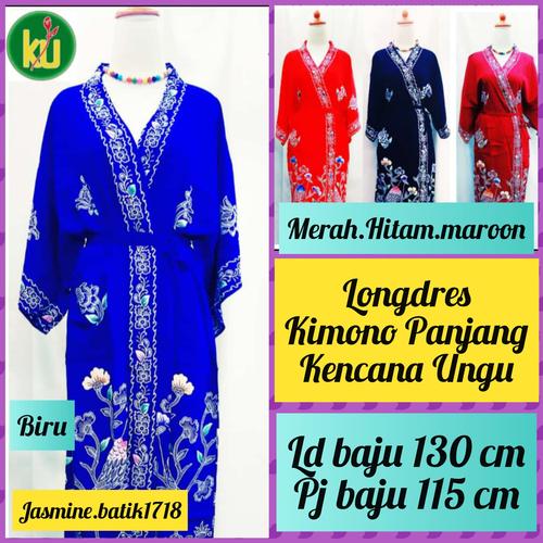 Foto Produk LONGDRES KIMONO PANJANG KENCANA UNGU dari jasmine.batik1718