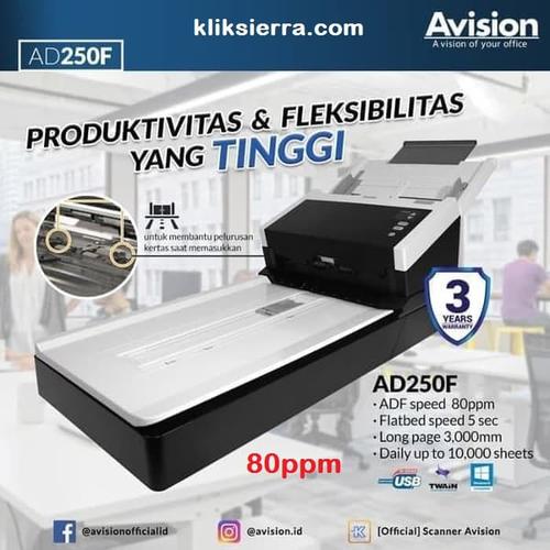 Jual AVISION AD250F Scanner 80ppm ID Card Scan Duplex ADF Flatbed AD250