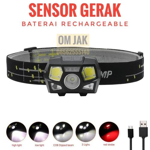 Foto Produk HEADLAMP LED SENSOR GERAK USB XPE COB rechargeable 10000 lumens dari om-jak