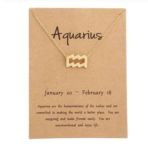 Foto Produk Exclusive! Kalung Zodiak Aquarius Model Zodiac Wanita Emas Hadiah dari Noe.id