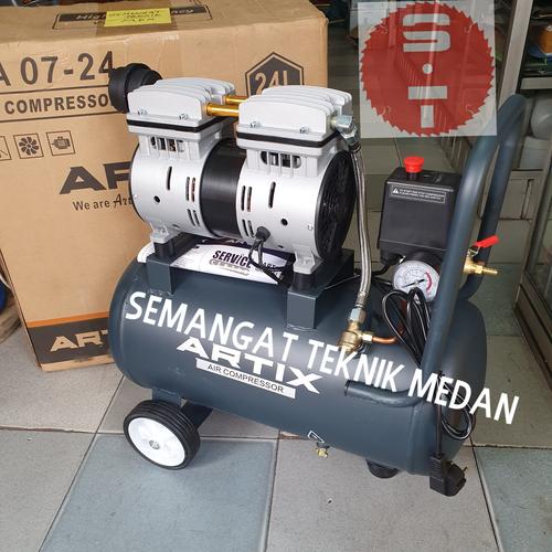Foto Produk COMPRESSOR KOMPRESSOR PORTABLE OILESS OILLESS SILENT ARTIX 3/4HP 24 L dari Semangat Teknik