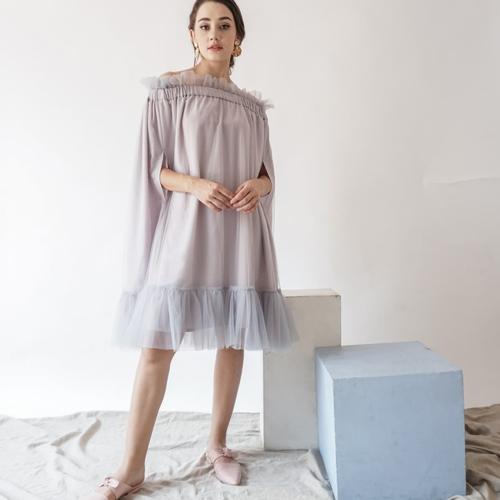 Foto Produk Jolie Clothing Trey Cape Dress - Abu-abu, ALL SIZE dari Jolie Clothing