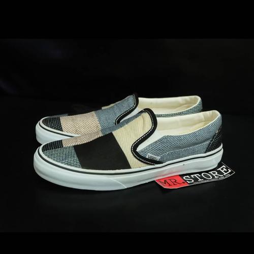 vans slip on denim patchwork