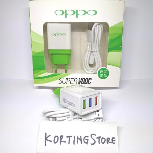 Foto Produk Charger OPPO VOOC Fast Charging Qualcomm 3.0 Adaptor 3 Port USB dari KortingStore