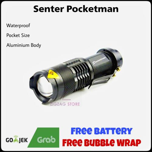 Foto Produk Pocketman Senter LED Flashlight 2000 Lumens Waterproof - Tanpa Baterai dari ZigZag-Store