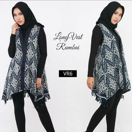 Foto Produk Long Vest tenun ikat jepara wanita motif sumba lombok NTT toraja XL dari Lousie Fashion
