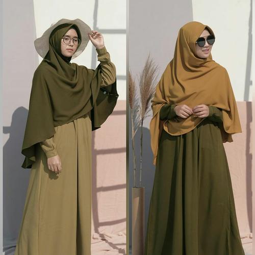 Foto Produk Hijab Alila - Gamis Ayumi - Dark Olive, Honey Wood dari Alfatih Goods