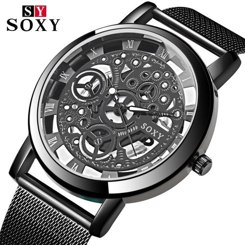 Jual SOXY Jam Tangan Pria Luxury Hollow Steel Business Quartz