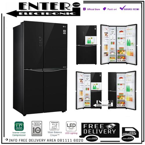 Promo LG GC C247UGUV KULKAS LG SIDE BY SIDE BLACK GLASS 675/618L