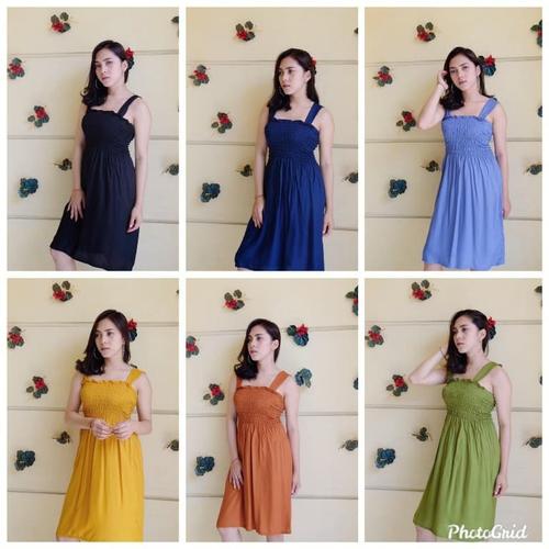 Foto Produk Dress Kerut Pendek Tasya Bali - Baju Hamil - Baju Tidur Wanita - Hitam dari Brantandari Shop