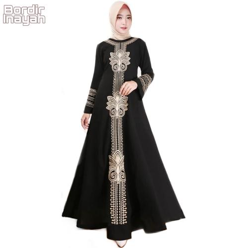 Foto Produk NEW gamis abaya bordir inaya - Hitam, S dari GrosirAbaya