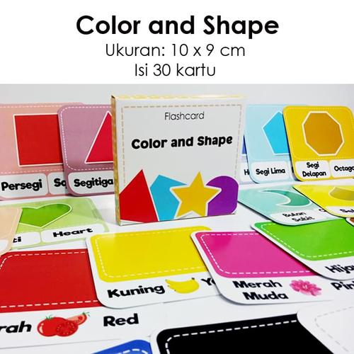 Foto Produk Flashcard color and shape / kartu pintar mengenal warna dan bentuk dari Little Mochi