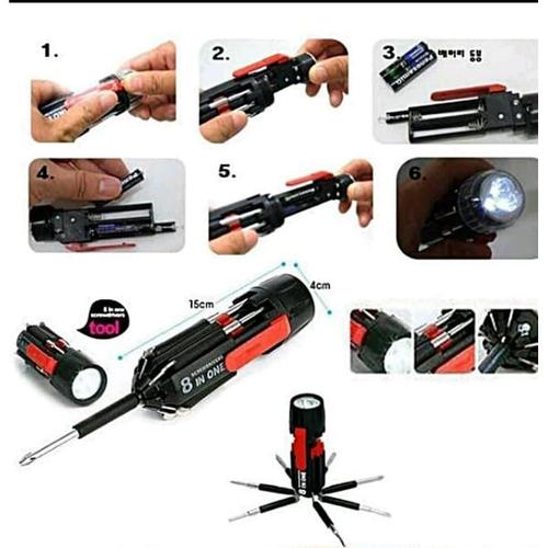 Jual EDC Obeng set Travel 8 in one 8in1 senter multifungsi screwdriver ...