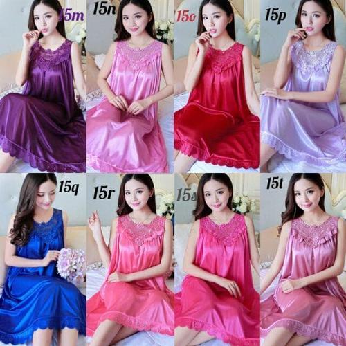Foto Produk baju tidur daster JUMBO HAPPY generasi 2 piyama dress lingeri - Pink Soft dari wi-me777